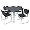 Regency Tables > Height Adjustable > Square Table & Chair Sets, 48 W, 48 L, 23-34 H, Grey TB4848GYAPBK44BK - alternate 1